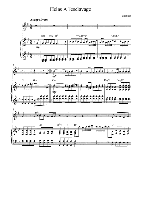 Helas! A l'esclavage (from Le roi malgré lui) (arr. Kaiserin Rebecca)