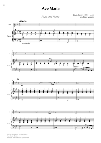 Caccini - Ave Maria - Flute and Piano (Full Score) (arr. César Madeira)