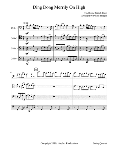Ding Dong Merrily on High - Cello Quartet (arr. Phyllis Hopper)