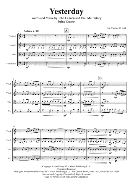 Yesterday (arr. Thomas H. Graf)