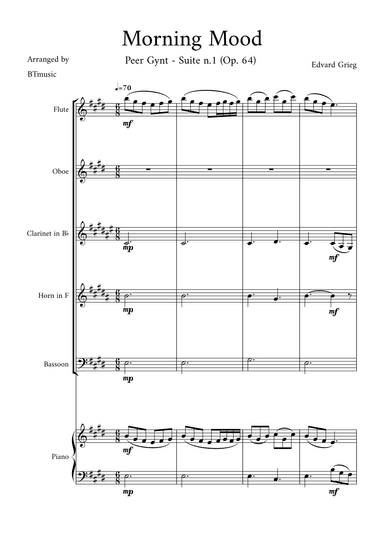 Morning Mood (Peer Gynt Suite N.1, Op 46) (arr. BTmusic)