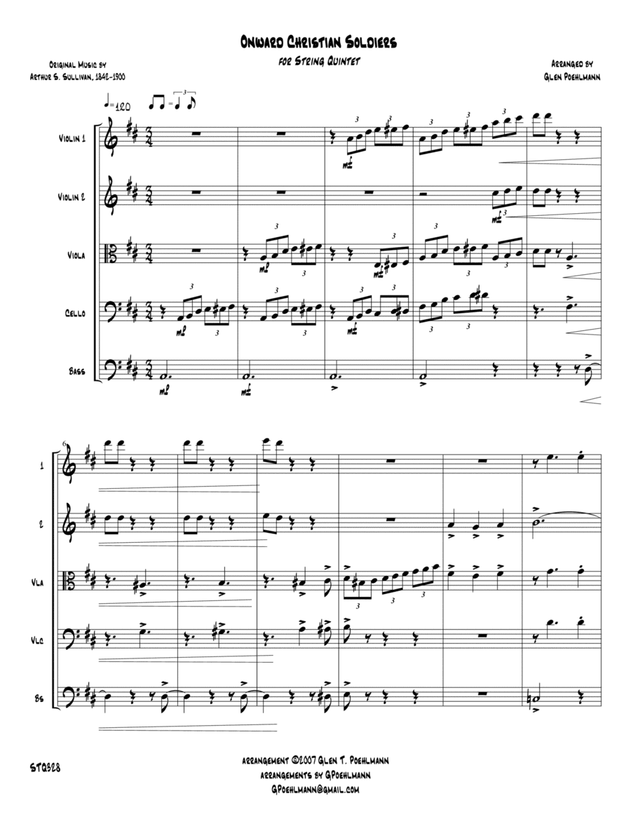 ONWARD CHRISTIAN SOLDIERS - STRING QUINTET (unaccompanied) - Swing style! (arr. Glen Poehlmann)