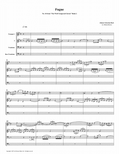 Fugue 10 from Well-Tempered Clavier, Book 2 (Brass Quartet) (arr. Richard Byrnes)