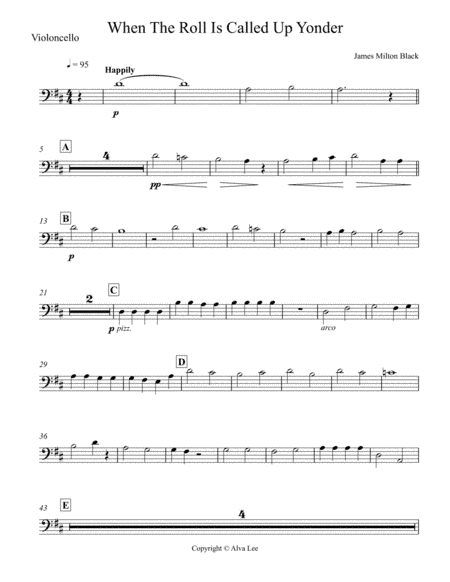 When the Roll Is Called Up Yonder Cello (arr. Alva Lee)