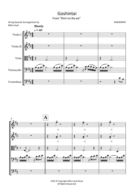 Goshintai For String Quartet (arr. Miks Casal)