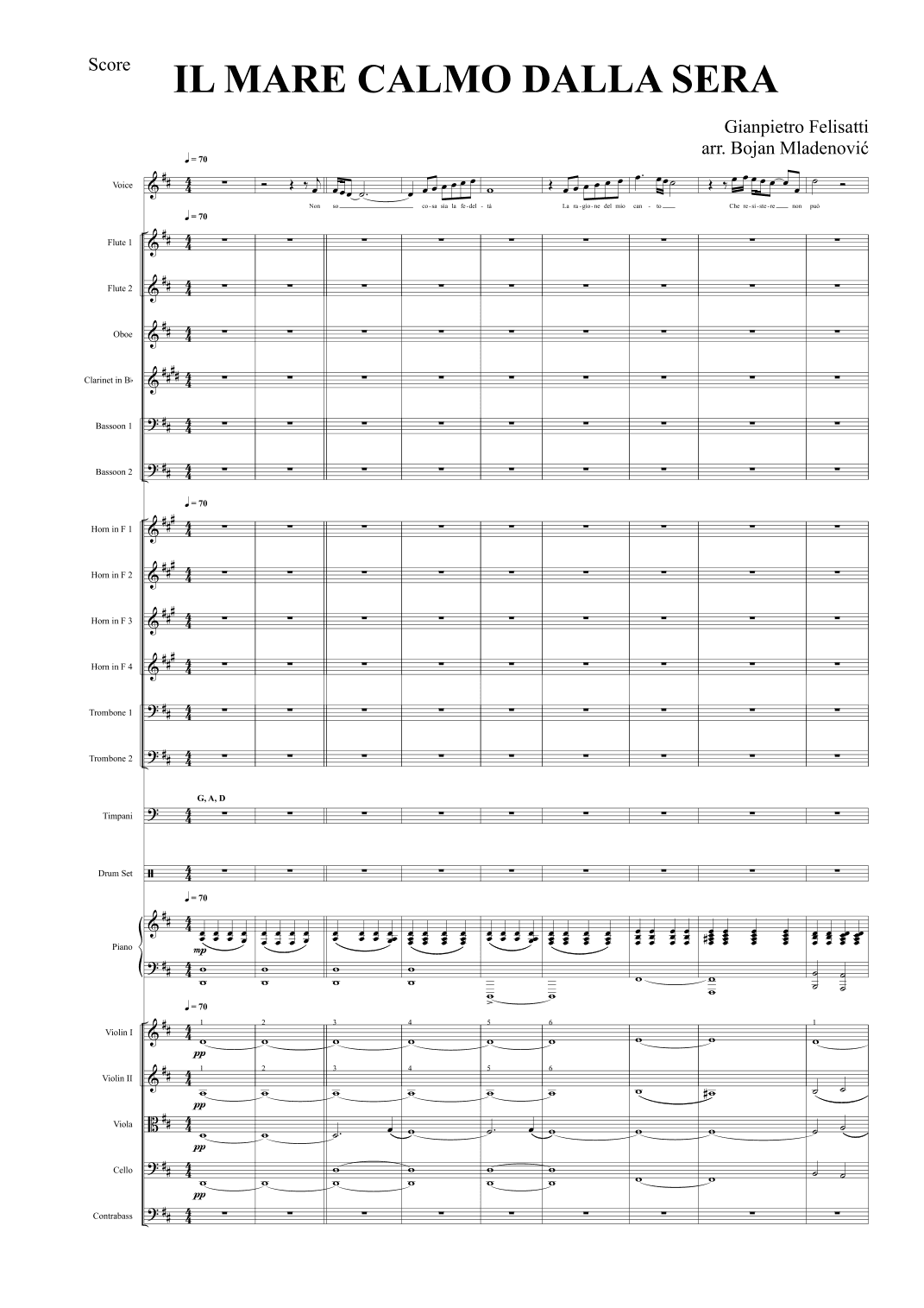 Il Mare Calmo Della Sera (arr. Bojan Mladenović)
