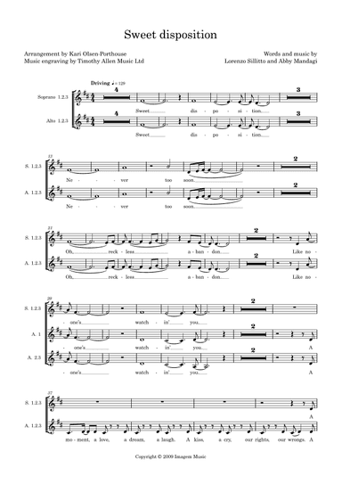 Sweet Disposition (arr. Kari Olsen-Porthouse)