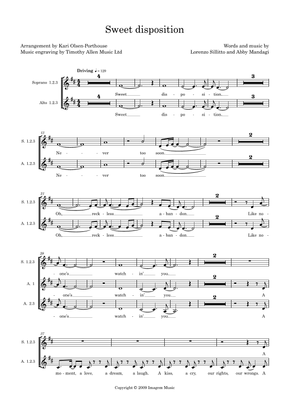Sweet Disposition (arr. Kari Olsen-Porthouse)