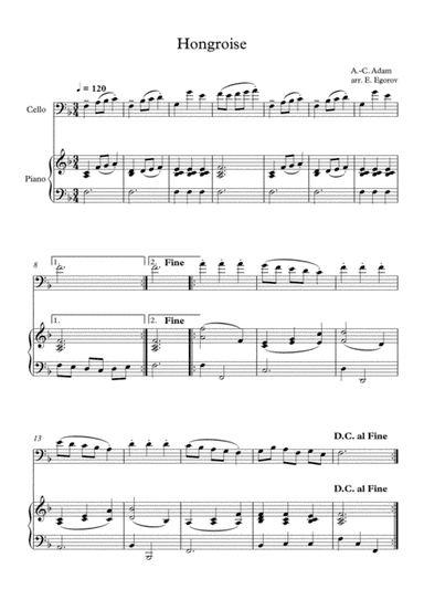 Hongroise, Adolphe-Charles Adam, For Cello & Piano (arr. Eugene Egorov)