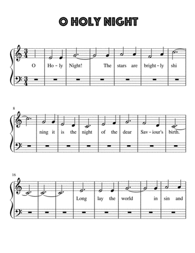 O Holy Night for Very Easy Piano (arr. Kimberly Steele)
