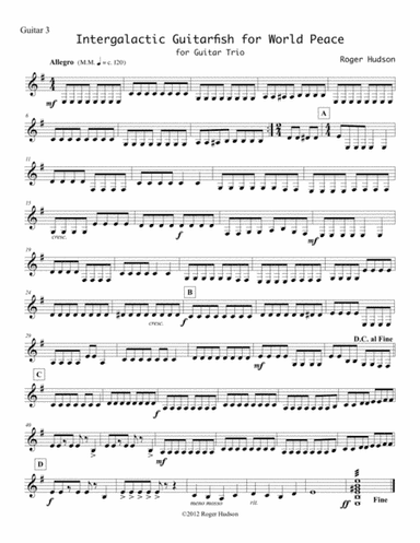 Intergalactic Guitarfish for World Peace (Guitar Trio) - Guitar 3 Part