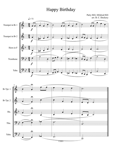 Happy Birthday for Brass Quintet (arr. B. C. Dockery)