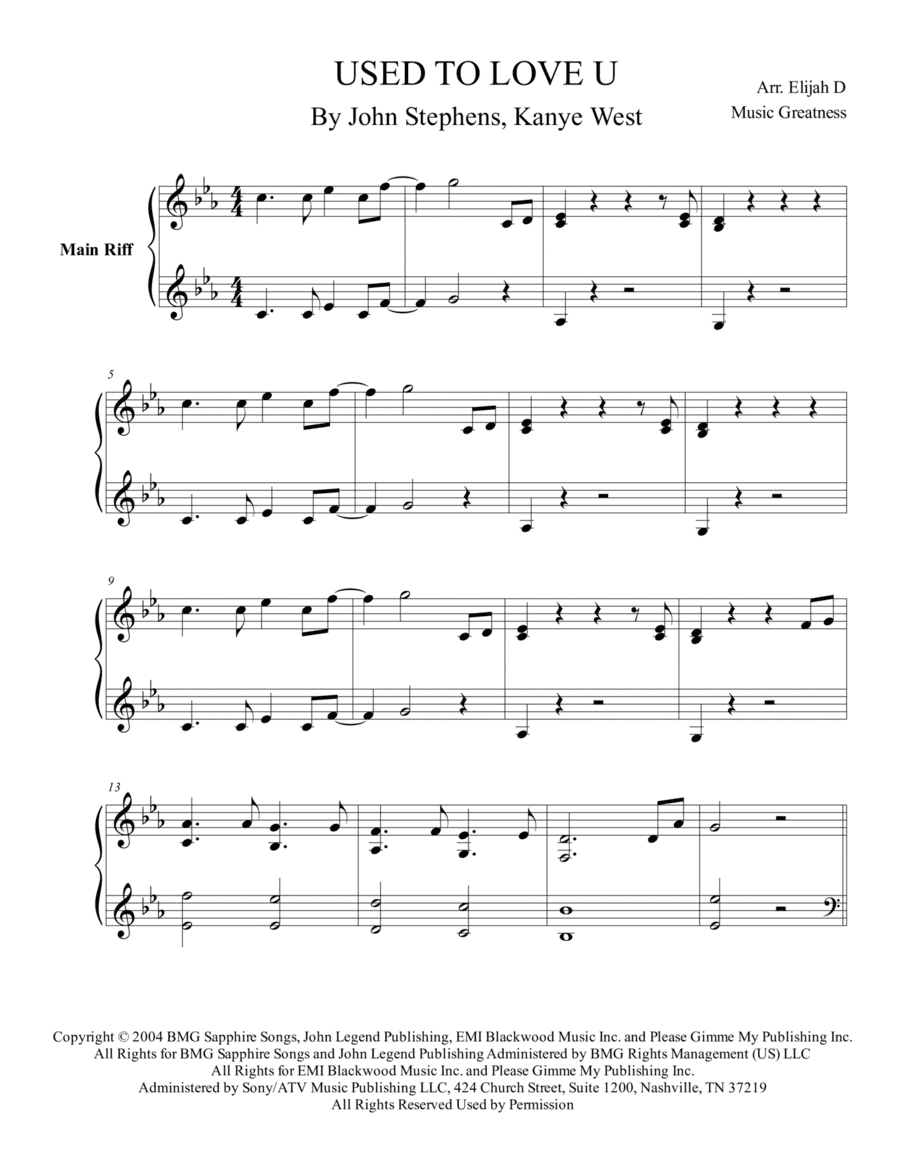 Used To Love U (arr. Music Greatness)