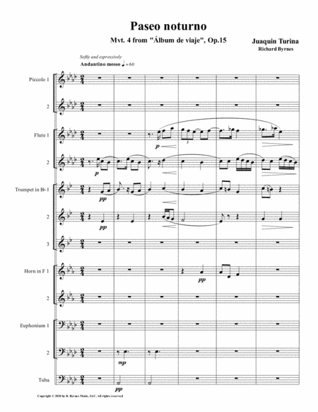 Paseo noturno (Brass Octet + 2 Piccolos & 2 Flutes) (arr. Richard Byrnes)