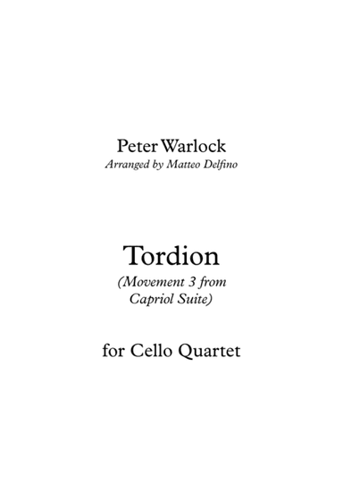 Tordion (Movement 3 from Capriol Suite) [Cello Quartet] (arr. Matteo Delfino)