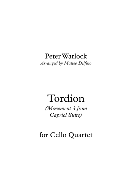 Tordion (Movement 3 from Capriol Suite) [Cello Quartet] (arr. Matteo Delfino)