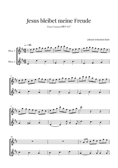 Bach - Jesus bleibet meine Freude for 2 Oboes (arr. Cadenza Editions)