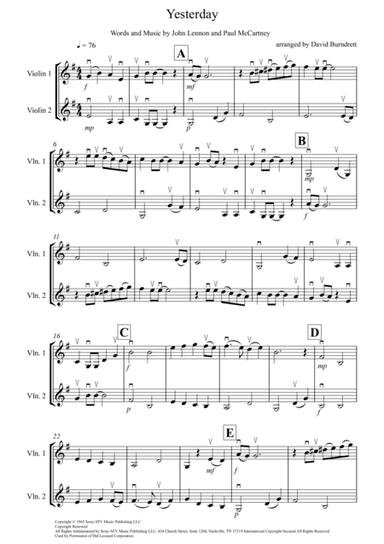 Yesterday (arr. David Burndrett)