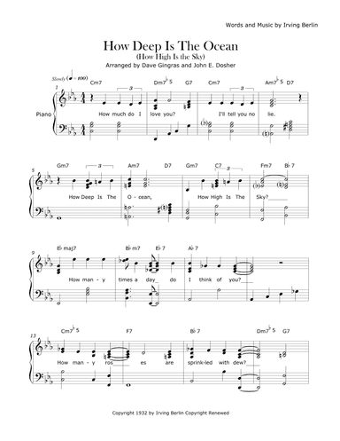 How Deep Is The Ocean (how High Is The Sky) (arr. Dave Gingras and John E. Dosher)