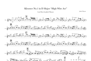 Klezmer No.1 in D Major "High Wire Act" Lead sheet