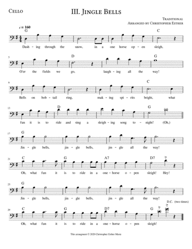 Jingle Bells for Cello (arr. Christopher Esther)