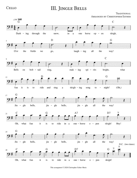 Jingle Bells for Cello (arr. Christopher Esther)