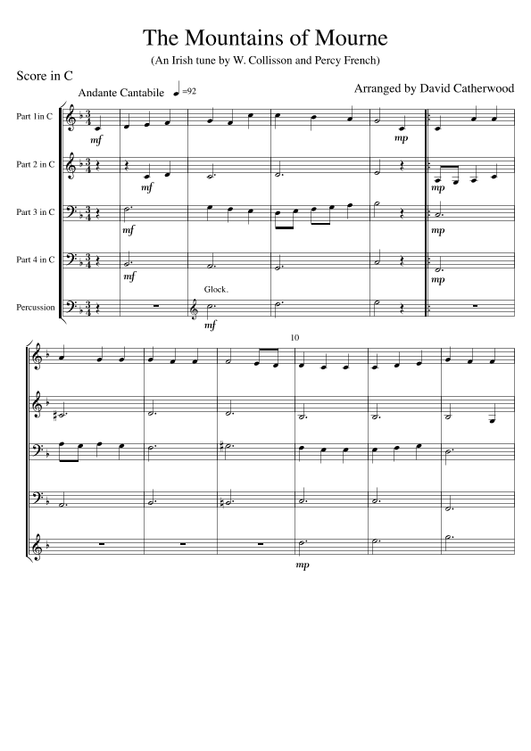 The Mountains of Mourne - An  Irish tune arranged for Flexible Ensemble by David Catherwood (arr. David Catherwood)