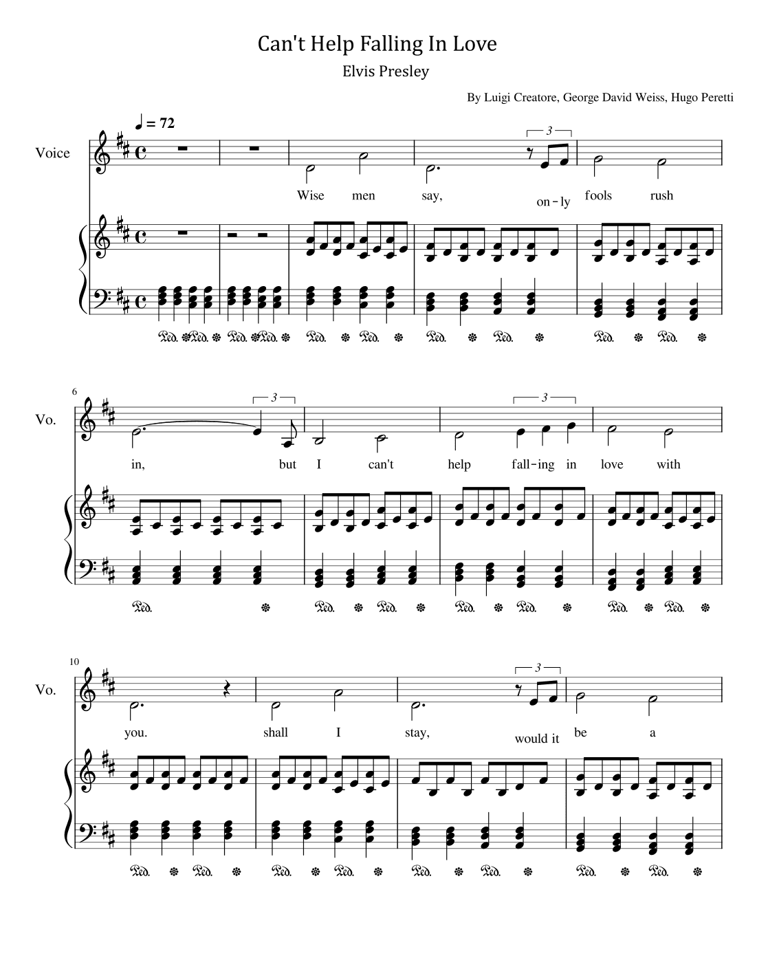 Can't Help Falling In Love (arr. poon)