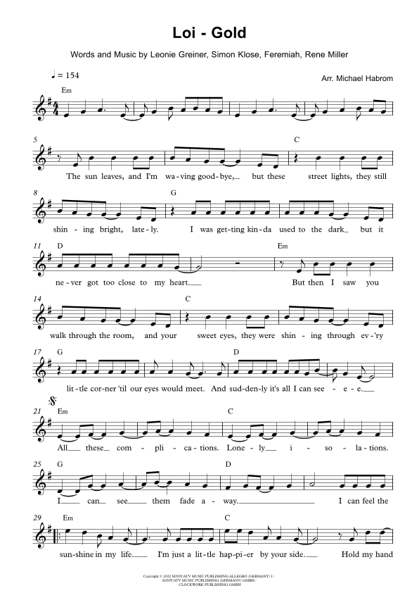 Weight In Gold (arr. Michael Habrom)