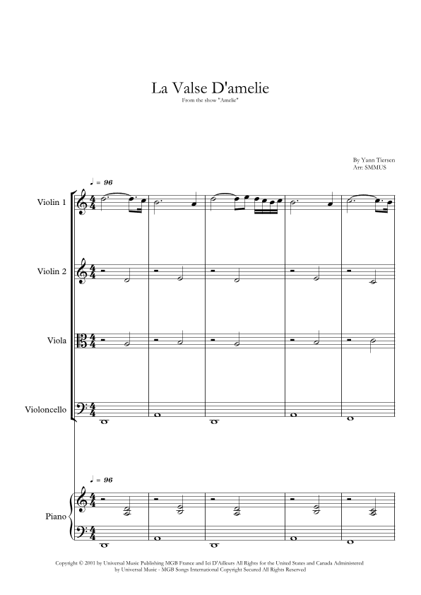 La Valse D'amelie (arr. SMMUS)