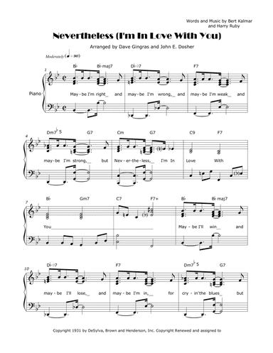 Nevertheless (i'm In Love With You) (arr. Dave Gingras and John E. Dosher)