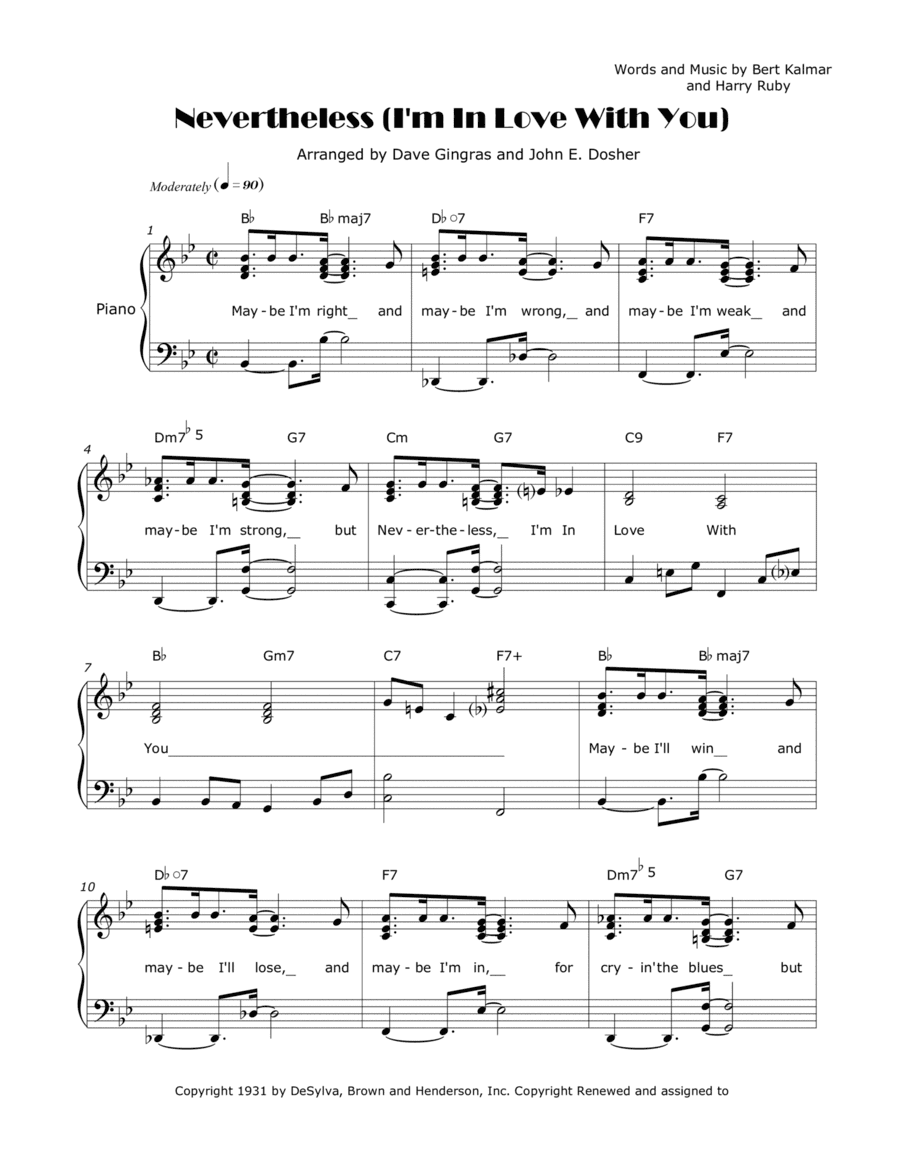 Nevertheless (i'm In Love With You) (arr. Dave Gingras and John E. Dosher)