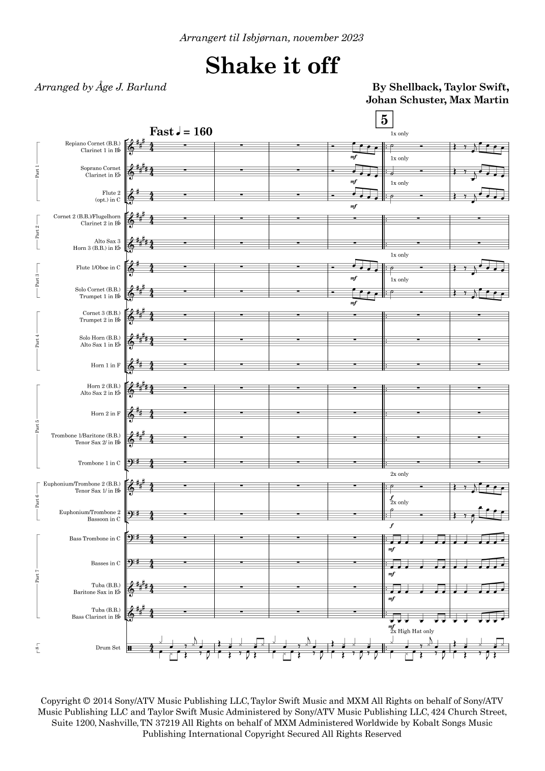 Shake It Off (arr. Aage Barlund)