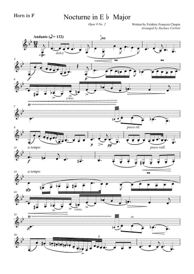 Nocturne Op 9 No 2 in Eb Major (arr. Zachary Corbett)