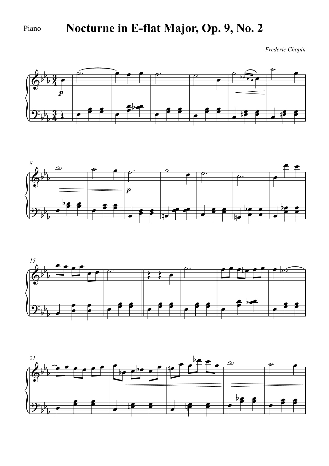 Nocturne in E-flat Major, Op. 9, No. 2 (arr. Wesley S. SIlva)