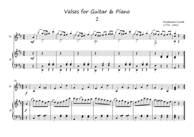 Valses for Guitar and Piano duet (arr. PianoSheetNow)