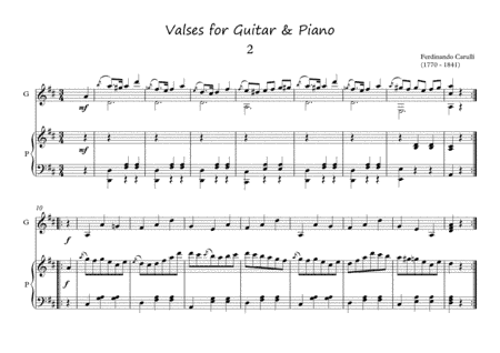 Valses for Guitar and Piano duet (arr. PianoSheetNow)