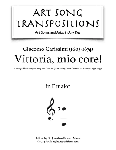 CARISSIMI: Vittoria, vittoria (transposed to F major) (arr. ArtSongTranspositions.com)