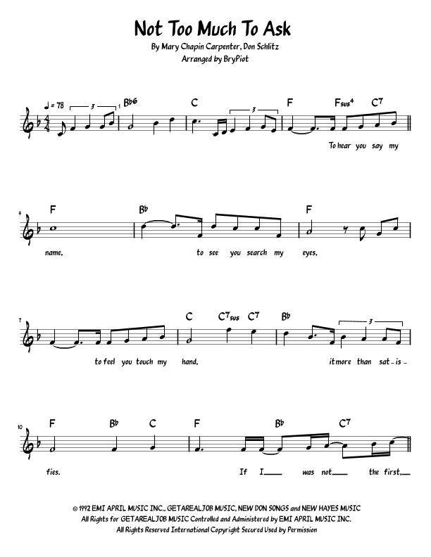 Not Too Much To Ask (arr. BryPiot)