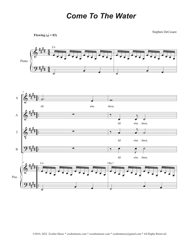 Come To The Water (Vocal Quartet - (SATB)