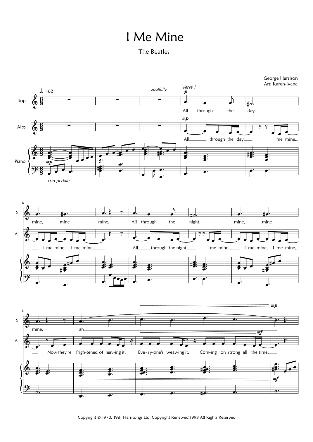 I Me Mine (arr. Karen Ivana)