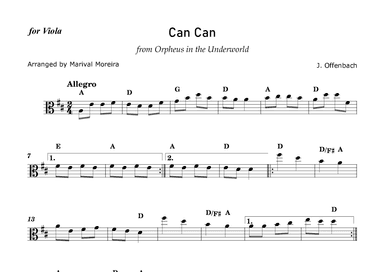 Can Can - J. Offenbach - Viola solo (with chords) (arr. Marival Moreira)