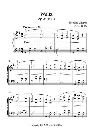 Chopin - Waltz op.34, no.1(With Note name) (arr. MPS)