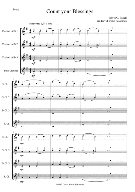 Count your blessings for clarinet quartet (arr. David Warin Solomons)