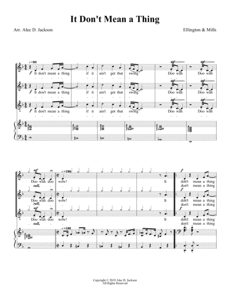 It Don't Mean A Thing (If It Ain't Got That Swing) (arr. Alec D Jackson)
