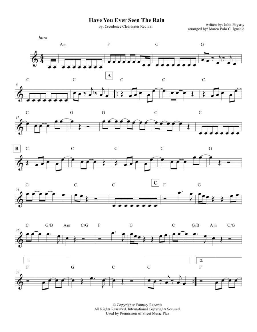 Have You Ever Seen The Rain? (arr. Marco Polo C. Ignacio)