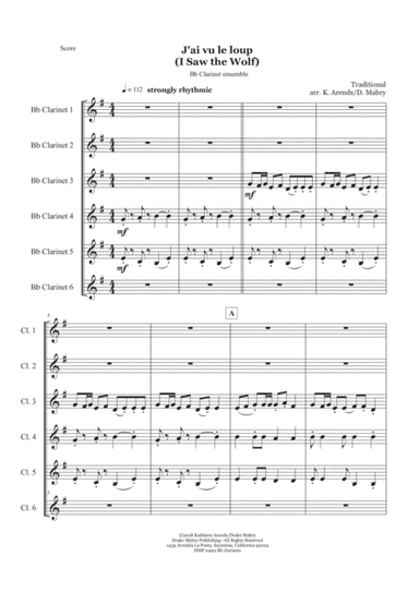 J'ai Vu Le Loup (Bb clarinets) (arr. Kathleen Arends & Drake Mabry)