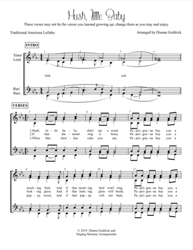 Hush, Little Baby, Women's Barbershop *CHORAL PRICING* (arr. Dianne Goldrick)