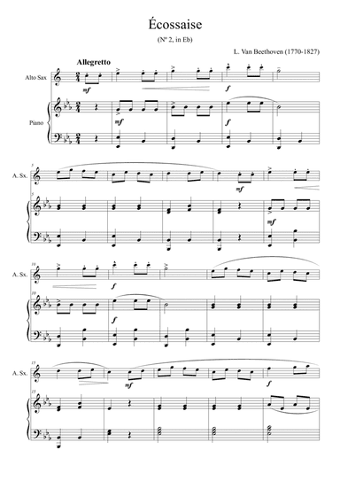 Écossaise (Nº 2, in Eb) - for alto sax and piano (arr. Passoni Music)