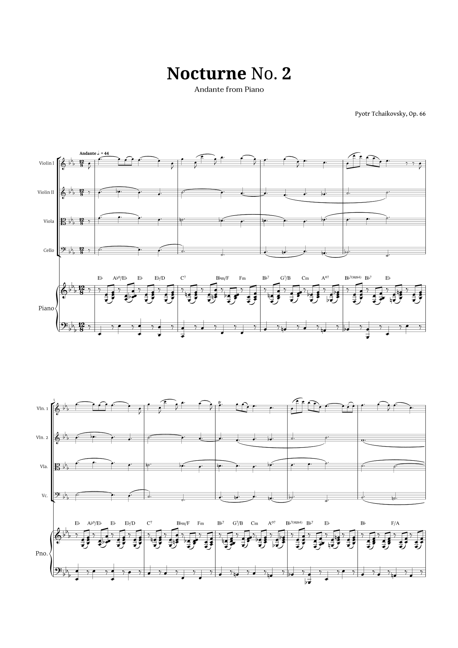 Nocturne by Chopin for Sax Quartet and Piano (arr. Langanho)